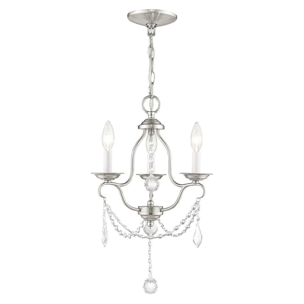 Livex Lighting Chesterfield 3 Light Brushed Nickel Mini Chandelier 6423-91  - The Home Depot