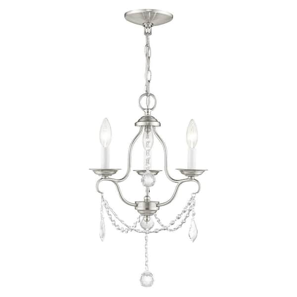 Livex Lighting Chesterfield 3 Light Brushed Nickel Mini Chandelier