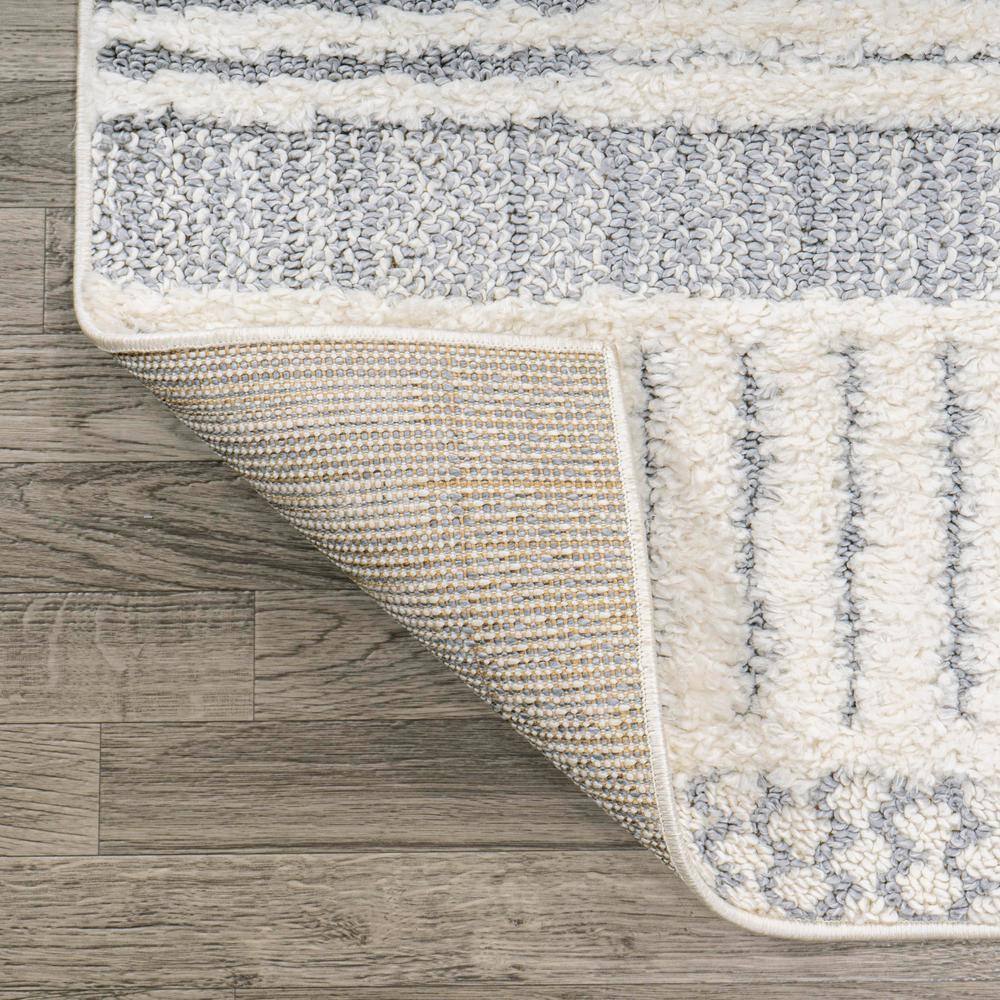 Gray and Cream Abstract Geometric 4' x 6' Shag Area Rug