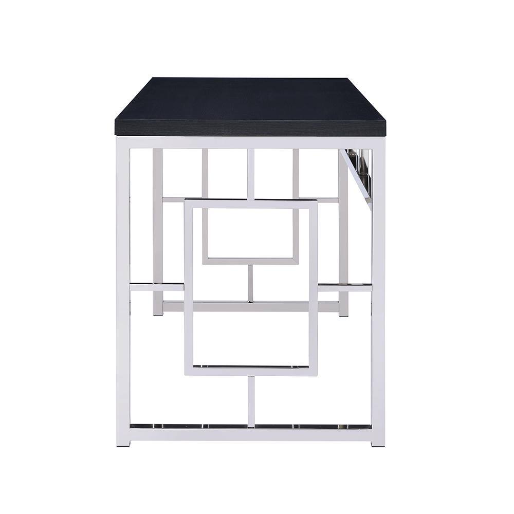 Cappuccino Faux Wood and Chrome Geometric Desk