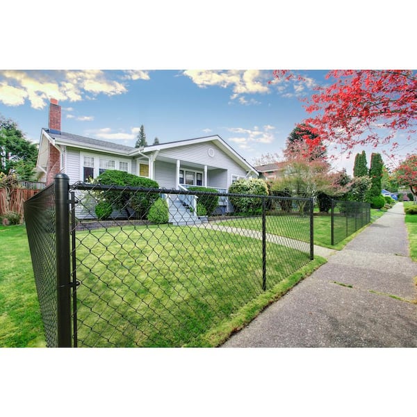 Everbilt - 42 in. x 48 in. Galvanized Steel Chain Link Fence Black Metal Gate