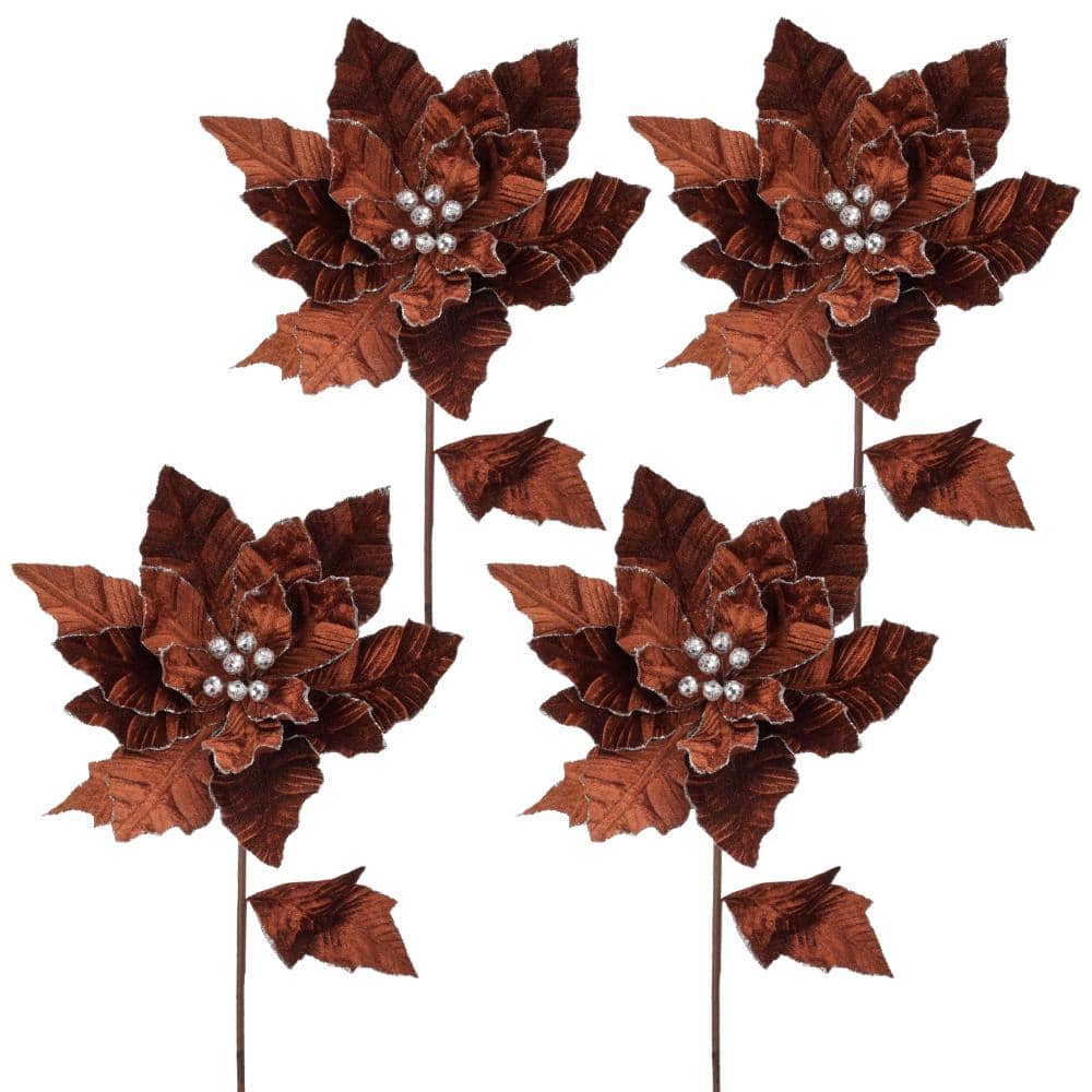 24 in. Artificial Glitter Edge Velvet Poinsettia Stem price history on PriceWatchPro