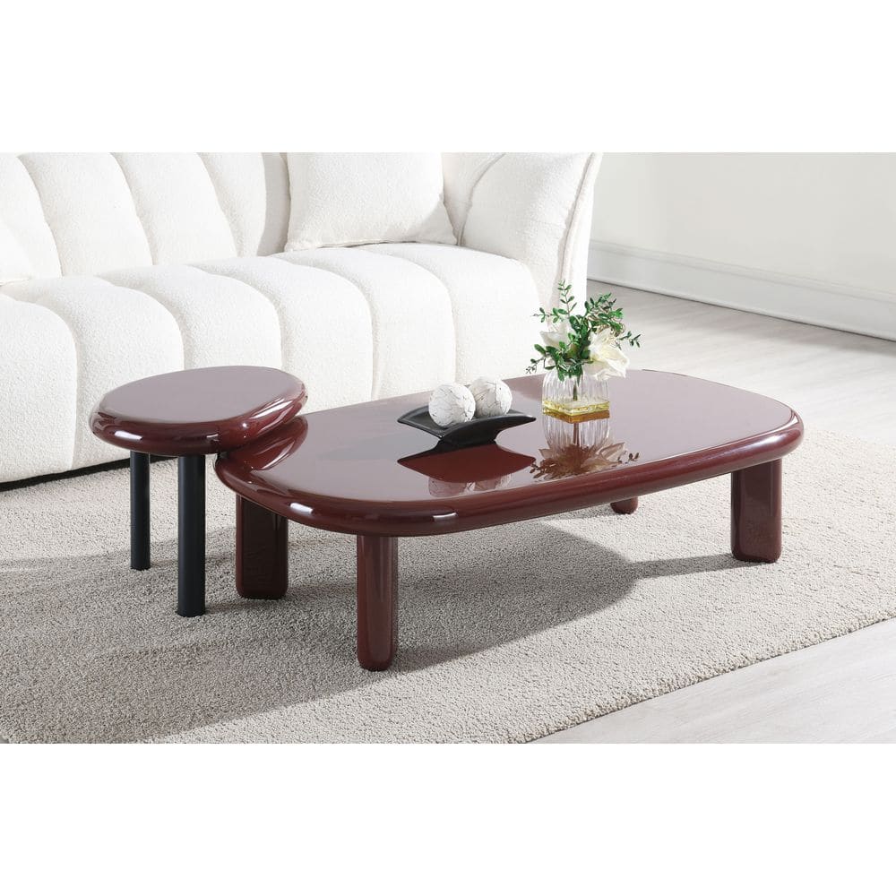Acme Furniture Avion 21 in. Red High Gloss Oval Wood End Table