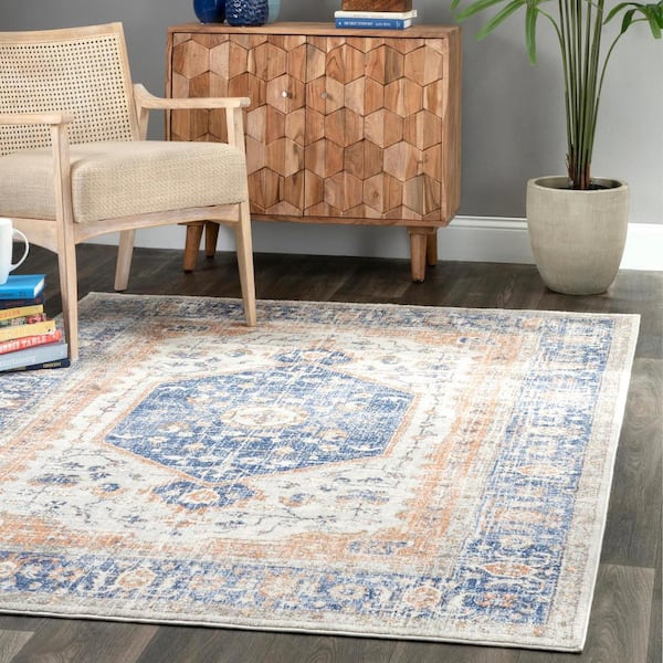 Jacquie Vintage Floral Blue 9 ft. x 12 ft. Area Rug