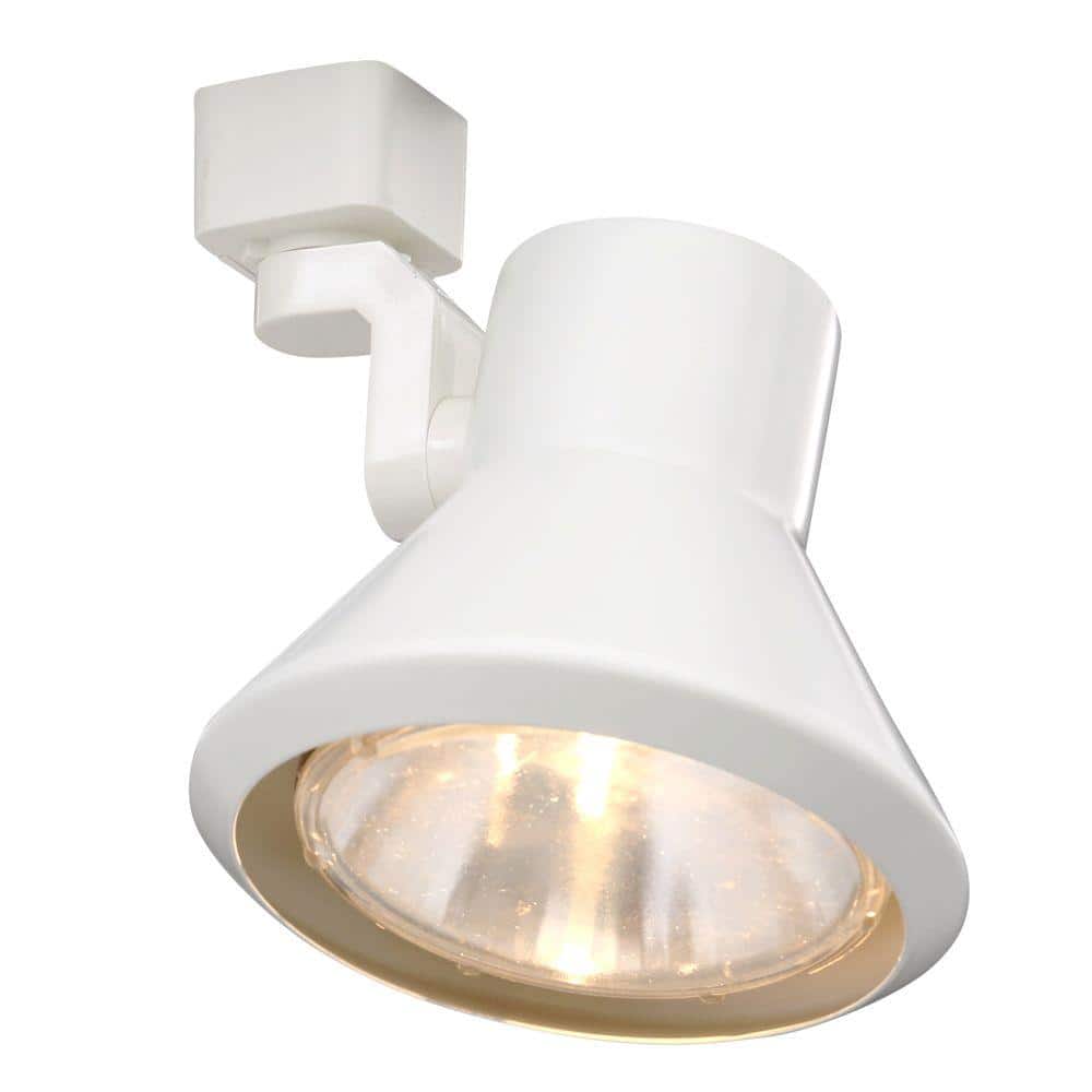 White Flared Step Track Lighting Head with Adjustable Aim