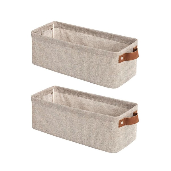 Unbranded Brown 15 in. x 5 in. Fabric Decorative Basket Set of 2 with Handles