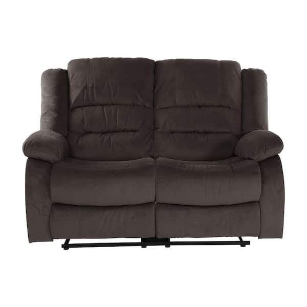 EVERGLADE HOME Greeley 62 in. Round Arm Microfiber Straight in Brown