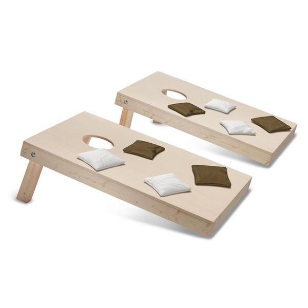 Belknap Hill Trading Post Take-And-Play Cornhole Toss Game Set with Brown and White Bags