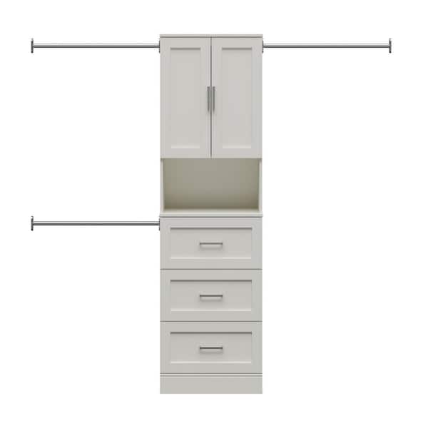 Reynolds 25 in. W x 83.25 in. H Monterey Oak Laminate Board Reach in Shaker Closet System Tower 2-shelf and 3-Drawers