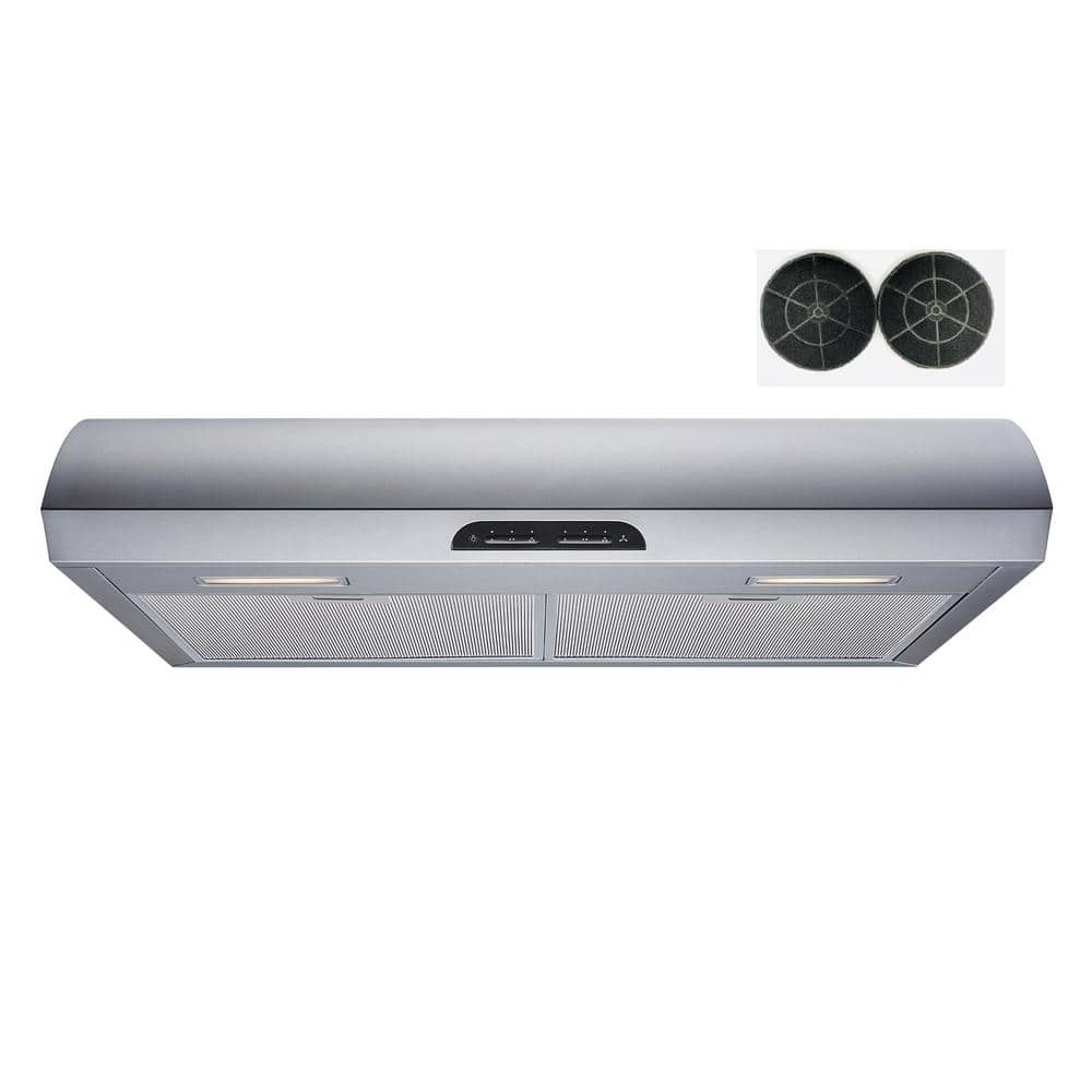 30 in. 480 CFM Convertible Under Cabinet Range Hood in Stainless Steel with Mesh, Charcoal Filters and Touch Controls