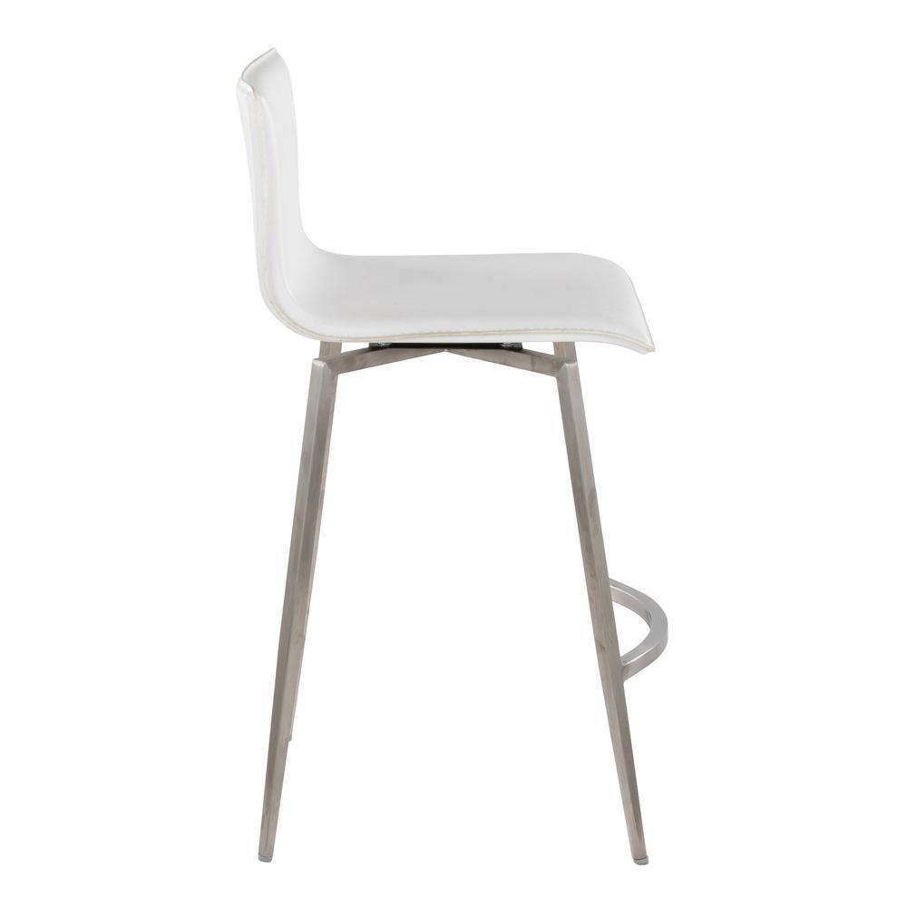 White Metal Swivel Upholstered Counter Stool Set