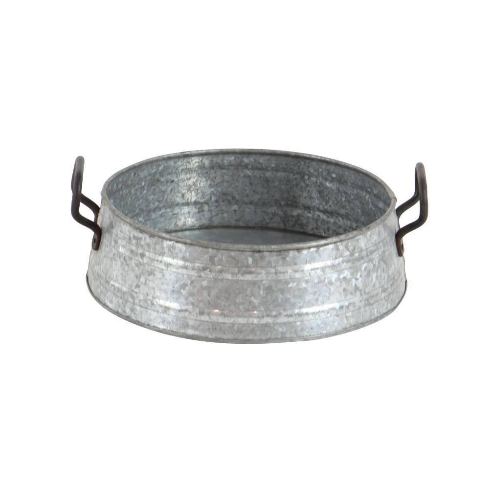 Set of 3 Gray Metal Farmhouse Decorative Trays