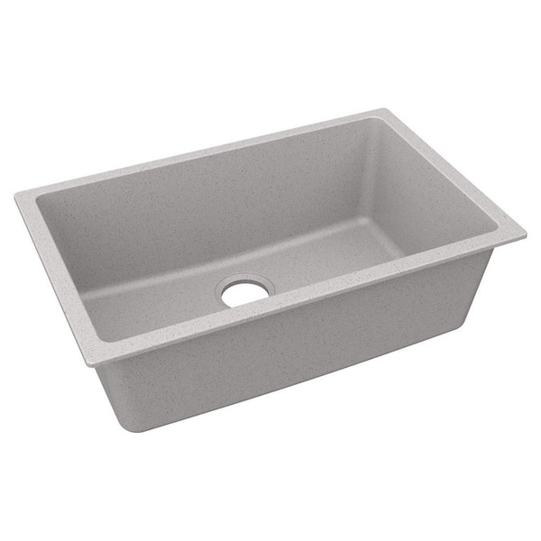Elkay Quartz Classic 30 in. Undermount Single Bowl Greystone Granite ...