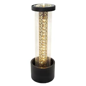 Glittering Rain Zinc Outdoor Water Fountain with LEDs - 41.25"
