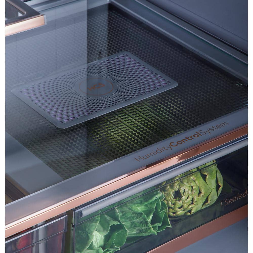 Platinum Glass 36" Smart Quad-Door Refrigerator with Ice Maker