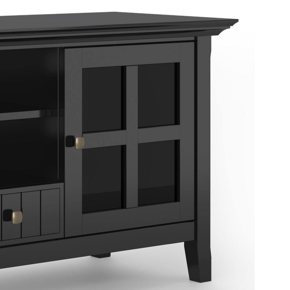 Acadian Black Solid Wood 60" TV Media Stand with Cabinets