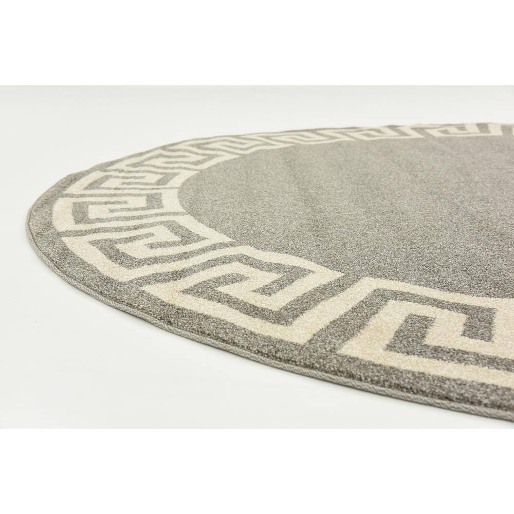 Hera Collection 8' Round Gray Geometric Indoor Rug