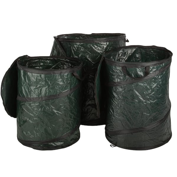 Pop Up Polypropylene Trash Cans with Lid, (Set of 3)