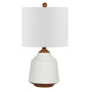 Relion 22.25 in. Brown/White Table Lamp with White Shade