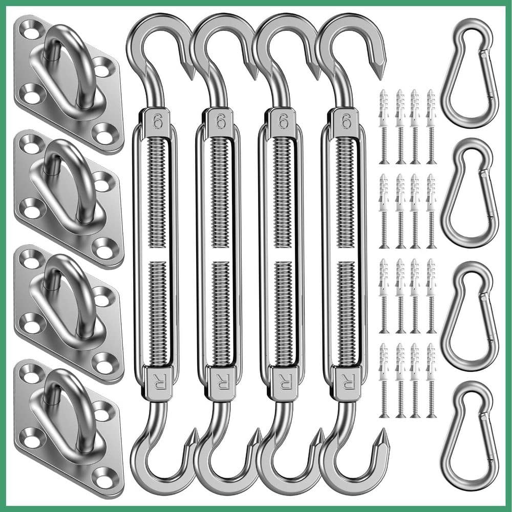 6 in. Stainless Steel 44-Piece Shade Sail Hardware Kit for Triangle Rectangle Canopy Outdoor Installation price history on PriceWatchPro
