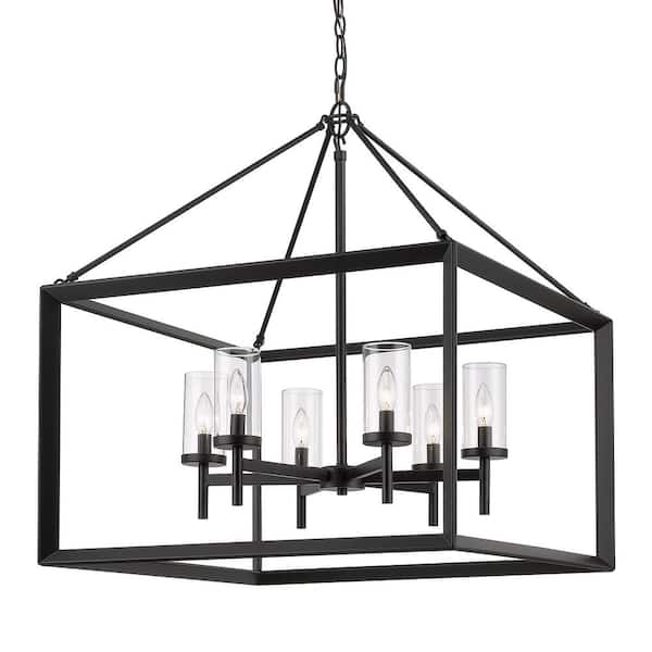 Smyth 6-Light Matte Black Chandelier with Glass Shade