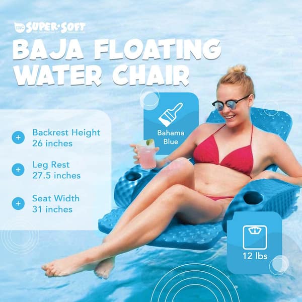 Marina Blue Folding Baja Chair Swimming Pool Float Armchair