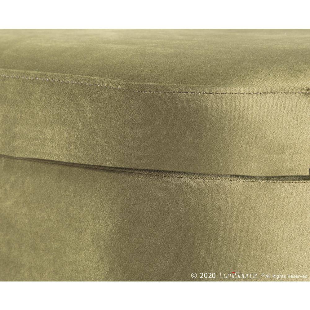 Chloe 48" Green Velvet Gold Metal Contemporary Storage Bench