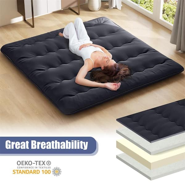 Costway 80 in. Black Fabric King Futon Mattress Japanese Floor