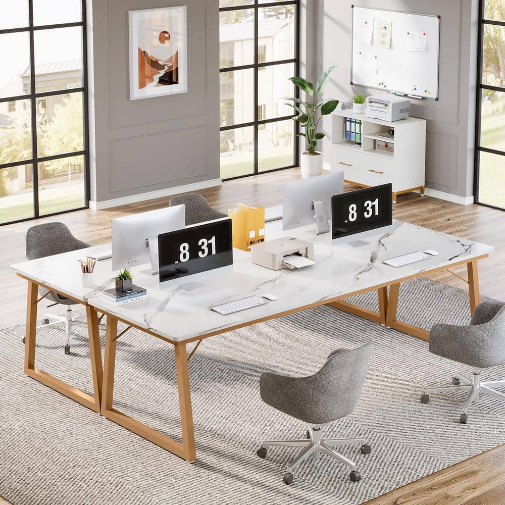Moronia 78 in. Rectangle White Wood Computer Desk