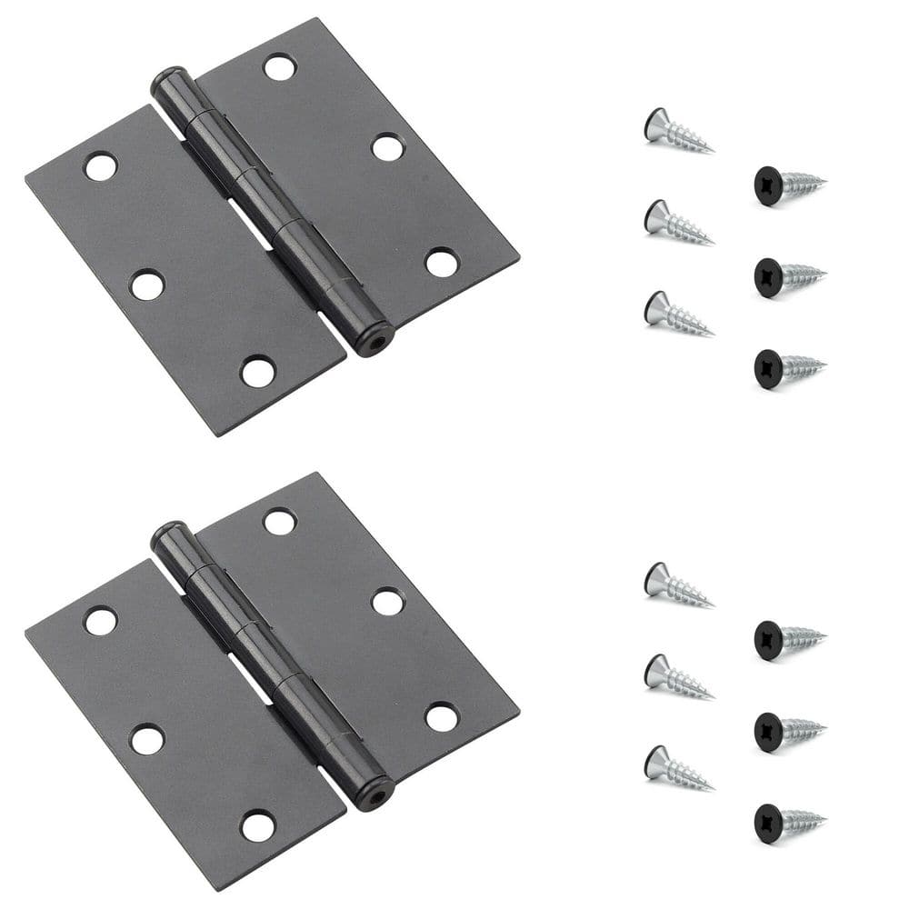 3-1/2 in. x 3-1/2 in. Black Full Mortise Butt Hinge with Removable Pin (2-Pack) price history on PriceWatchPro