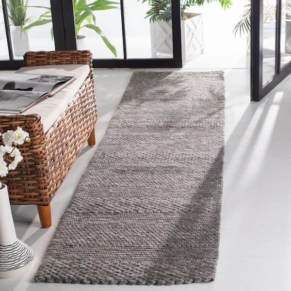 Marbella 2 ft. x 11 ft. Dark Gray Striped Links Runner Rug