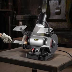6 in. Bench Grinder 250W 1/3HP Motor Variable-Speed with Work Light 2-Types Wheels for Grinding Sharping and Smoothing