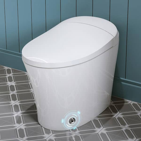 HOROW 1/1.27 GPF Tankless Elongated Smart Bidet Toilet in White with ADA Seat Height, Front/Rear Wash, Auto Flush