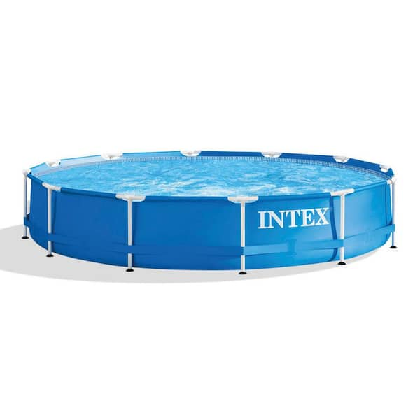 Intex 12 ft. x 30 in. Metal Frame 1718 Gal. Capacity Above Ground Pool ...