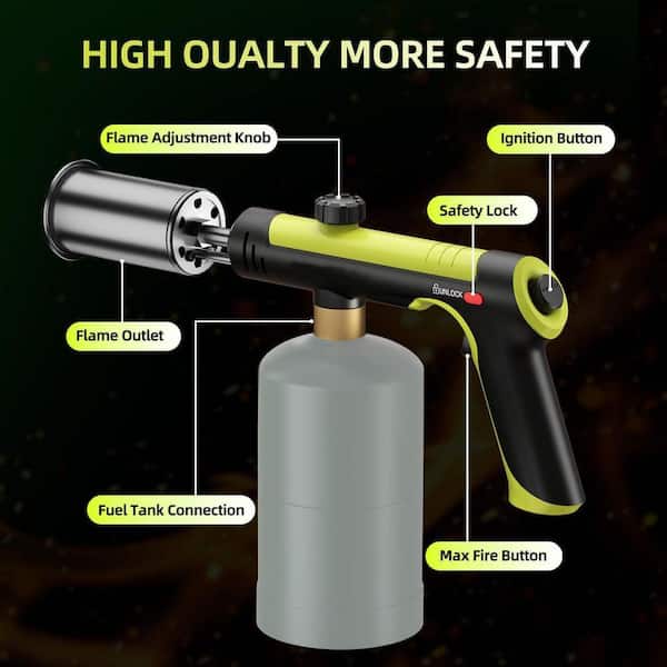 JFVKAF Aluminum Alloy Adjustable Propane Torch with Safety Lock