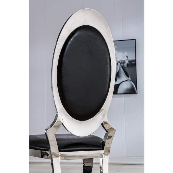 Safavieh Holloway French Brasserie Leather Oval Side Chair-Silver