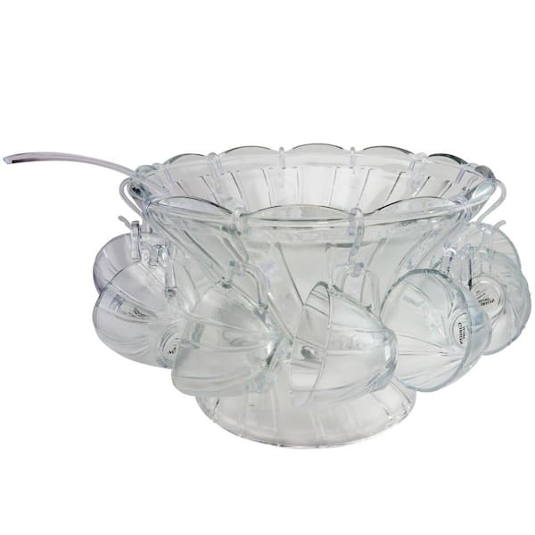Gibson Home Punchtime 4.6 Qt. Glass Punch Bowl and Cup Set