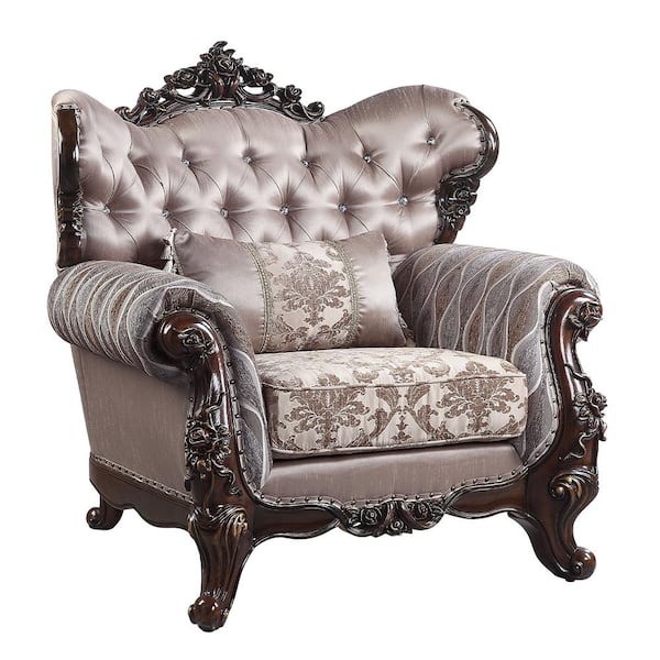 Acme Furniture Benbek Taupe Tufted Wing Back Chair with Pillow