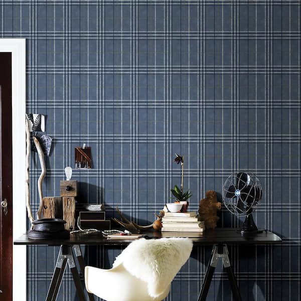 Rockefeller Navy Plaid Paper Strippable Roll (Covers 56.4 sq. ft.)