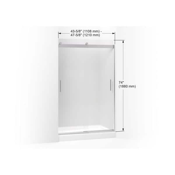 Modern Anodized Dark Bronze Frameless Sliding Shower Door with Frosted Glass