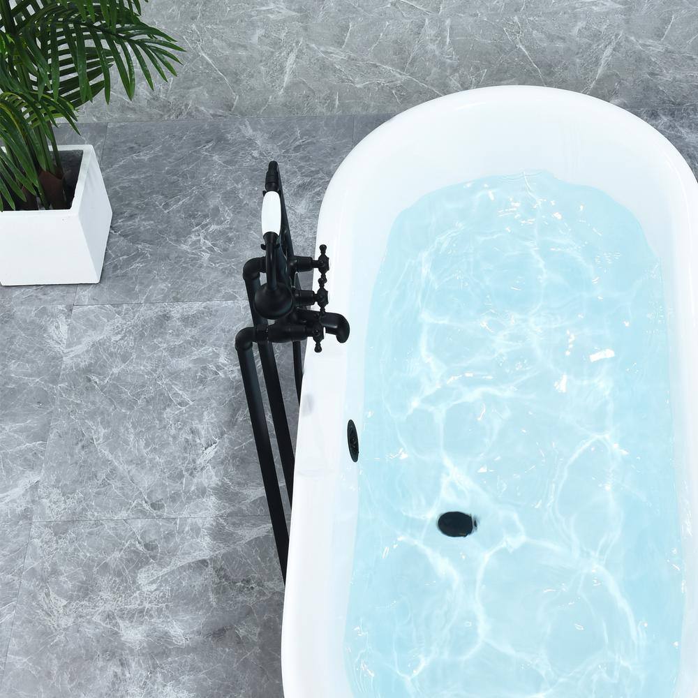 Matte Black Vintage Style Freestanding Tub Faucet with Handshower