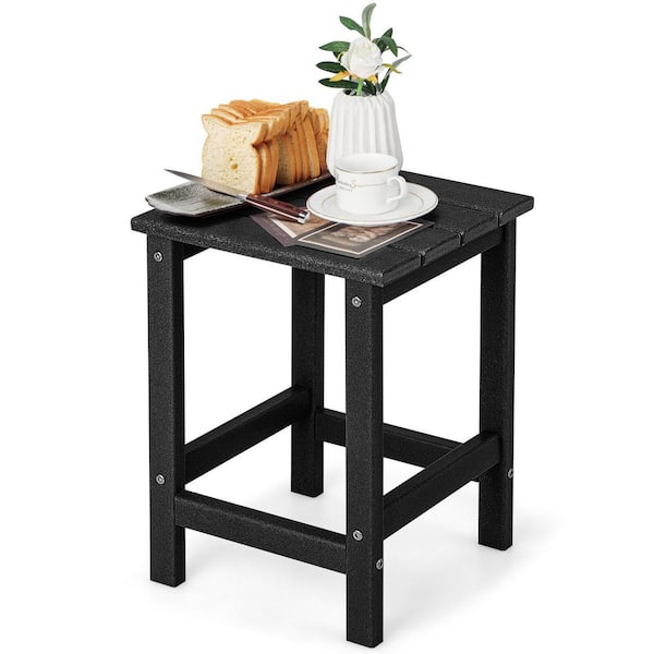 Unbranded Outdoor 14 in. Square Weather-Resistant Adirondack Side Table, Black