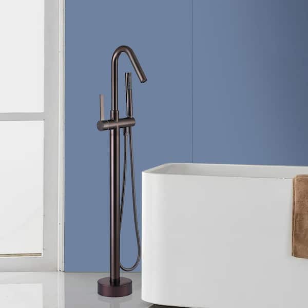 Single-Handle Freestanding Tub Faucet with Handheld Shower in Oil Rubbed Bronze