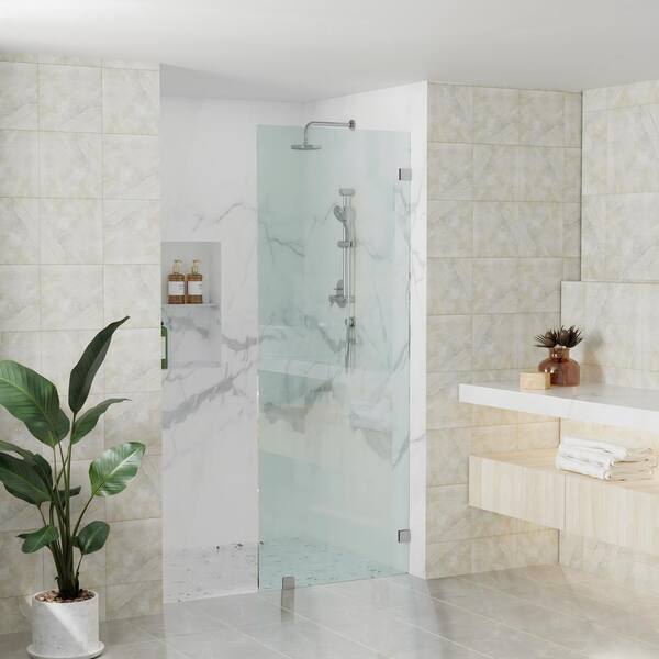 Nirvana 40 in. W x 76 in. H Frameless Fixed Panel Shower Door in Brushed Nickel without Handle 3/8in. Clear Glass (10mm)