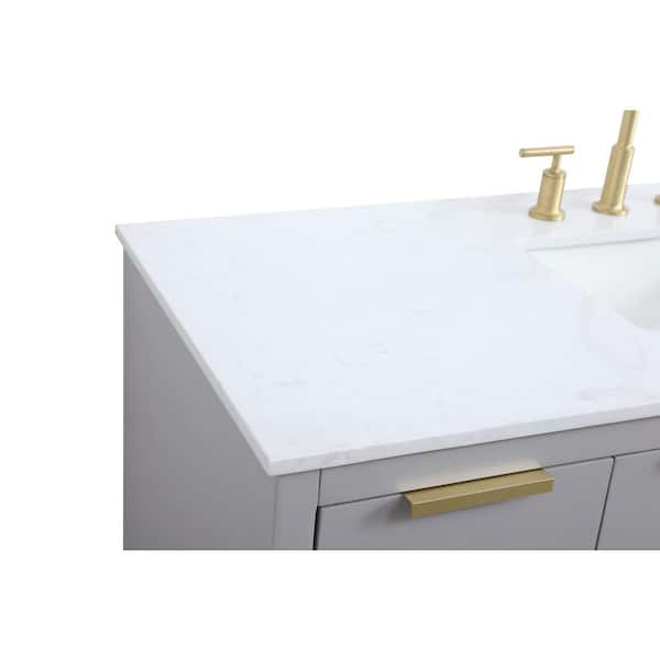 54 in. W x 22 in. D x 34 in. H Bath Vanity in Grey with Calacatta White Engineered Marble Top