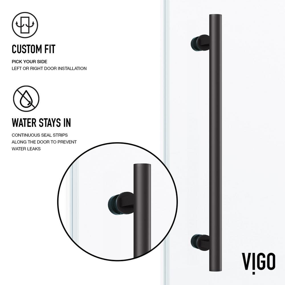 Elan 56-60" Matte Black Frameless Sliding Tub Door with Laminated Glass