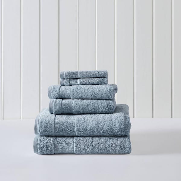 Island Retreat 6-Piece Blue Cotton Towel Set