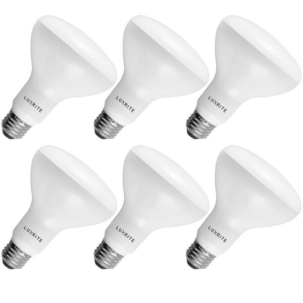 Luxrite 65 Watt Equivalent Br30 Dimmable Led Flood Light Bulb Damp Rated 5000k Bright White 6 Pack Lr31854 6pk The Home Depot - Light Bulbs For Kitchen Ceiling