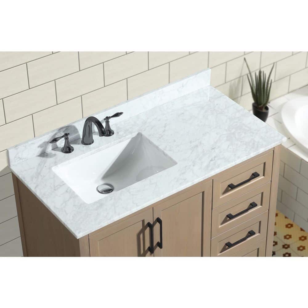 Huntington 42" Oak Gray Bathroom Vanity with Carrara Marble Countertop