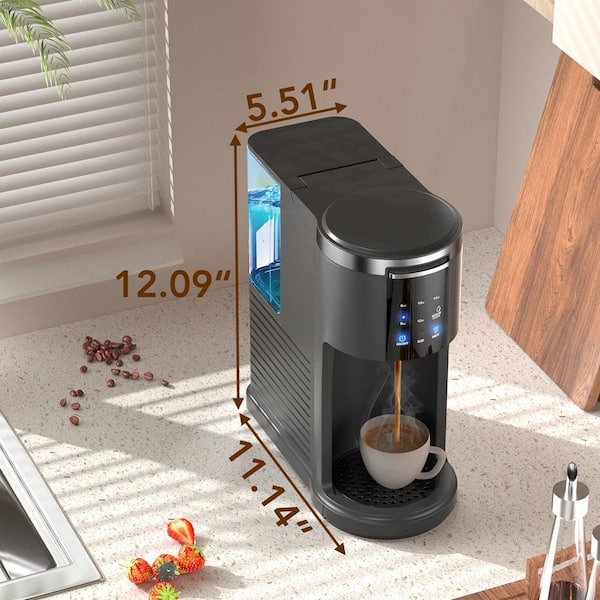 Coffee Machine 2-in-1 Single Serve Cup Drip Coffee Maker, for K-Cup Coffee Capsule Pod, Coffee Powder in Black